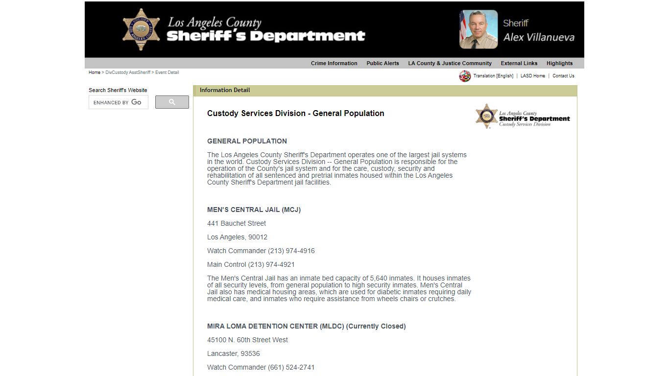 LASD.org - Information Detail